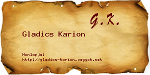 Gladics Karion névjegykártya